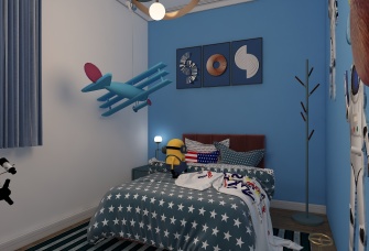 #儿童房#圆了孩子航空梦的蓝色系儿童房